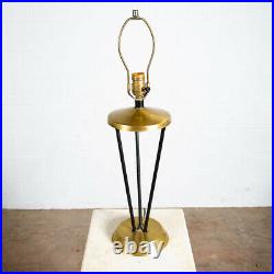 Mid Century Modern Lamp Set Table Light lighting Black Brass Pair Set Round Gold