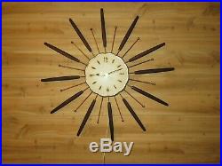 Mid Century Modern Lux Starburst Sunburst Clock Robert Shaw 28 diameter 1963
