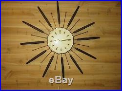Mid Century Modern Lux Starburst Sunburst Clock Robert Shaw 28 diameter 1963