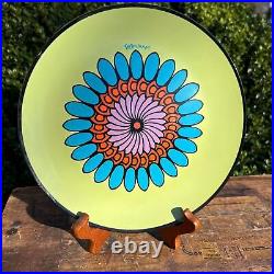 Mid Century Modern Peter Max Psychedelic Pop Art Glass Daisy Plate