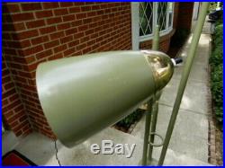 Mid Century Modern Pole Floor Lamp vintage eames era RETRO MCM green cone 3 lamp