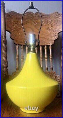 Mid Century Modern Retro Bright Yellow Table Lamp Pop Mod Genie Teardrop