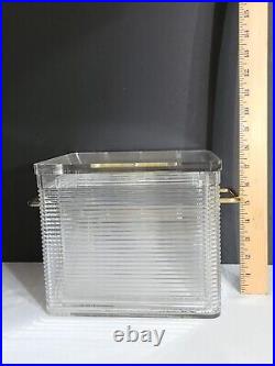 Mid Century Modern Ribbed Rectangle Lucite Handled Champagne Ice Bucket WithInsert
