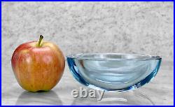 Mid-Century Modern Scandinavian Ice Blue Art Glass Ashtray Bowl