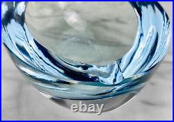 Mid-Century Modern Scandinavian Ice Blue Art Glass Ashtray Bowl