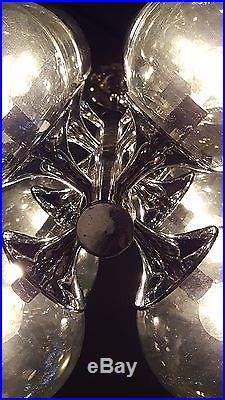 Mid Century Modern Smoky Glass MCM Chrome Lightolier Chandelier Sputnik Atomic