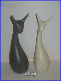Mid-Century Modern Style Abstract Pottery Cat Animal Sculptures, Excellent