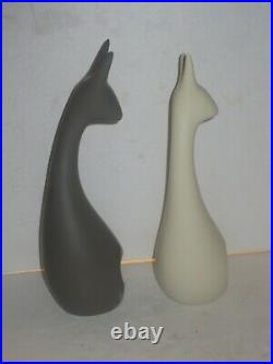 Mid-Century Modern Style Abstract Pottery Cat Animal Sculptures, Excellent