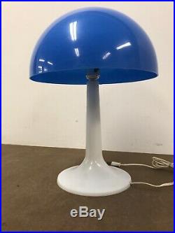 Mid Century Modern TABLE LAMP Blue Mushroom PANTON vintage GUZZINI retro white