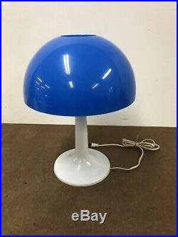 Mid Century Modern TABLE LAMP Blue Mushroom PANTON vintage GUZZINI retro white