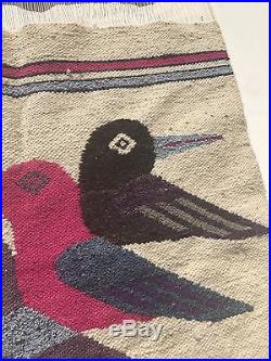 Mid Century Modern Tapestry Birds Retro Wall Art Vintage