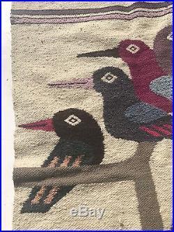 Mid Century Modern Tapestry Birds Retro Wall Art Vintage