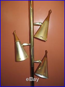 Mid Century Modern Tension Pole Lamp Metal Cone Shades VTG 8' Retro Eames Light