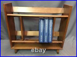 Mid Century Modern Vintage Danish Style Peg Leg Rack Wood Bookshelf Made In USA