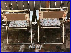 Mid-Century Modern Vintage Folding Lawn Chairs Patio Furniture Qty 2 Vinyl RARE