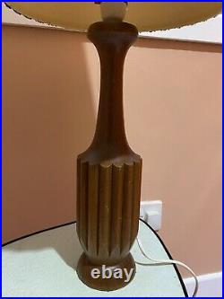 Mid Century Modern Vintage Retro Scandi Teak Wooden Table Lamp And Shade