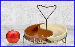 Mid-Century Modern Yin-Yang Serving Bowls with Sculptural Caddy