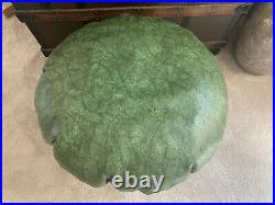 Mid Century Naugahyde Mushroom Footstool/ Ottoman Avocado Green MCM Retro