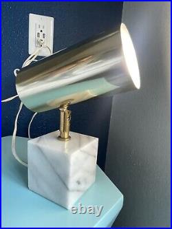 Mid Century Neal Small for Koch & Lowy Brass & Marble Swivel Shelf Lamp HTF