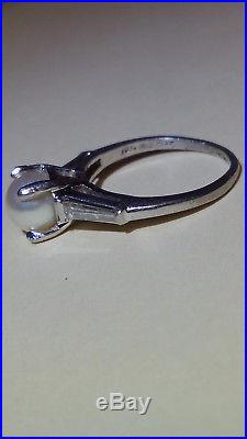 Mid-Century Platinum Pearl Baguette-Cut Diamond Ring Vintage Retro MAKE OFFER