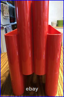 Mid Century Red Kartell, Designed by Giotto Stoppino Magazine Holder 4676