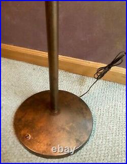 Mid-Century Retro Standing Floor Pole Lamp Brass & 3 Colored Glass Globes WORKS