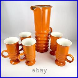 Mid Century Retro Vintage Orange Carlton Ware Coffee / Espresso Set England 6 Pc