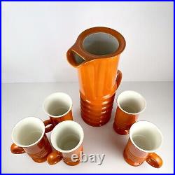 Mid Century Retro Vintage Orange Carlton Ware Coffee / Espresso Set England 6 Pc