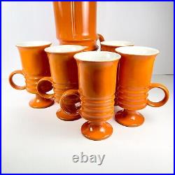 Mid Century Retro Vintage Orange Carlton Ware Coffee / Espresso Set England 6 Pc