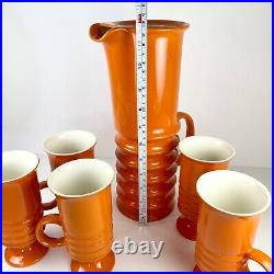 Mid Century Retro Vintage Orange Carlton Ware Coffee / Espresso Set England 6 Pc