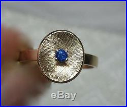 Mid-Century Sapphire Ring 14K Gold Retro Vintage Modern Wedding Engagement