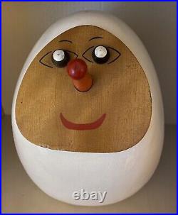 Mid Century Signed Lagardo Tackett Ceramic Wood Egg Face Cookie Jar