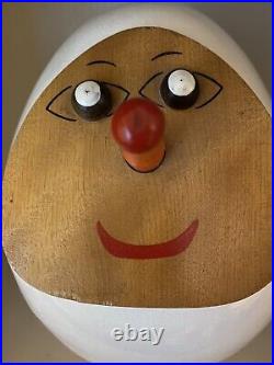 Mid Century Signed Lagardo Tackett Ceramic Wood Egg Face Cookie Jar