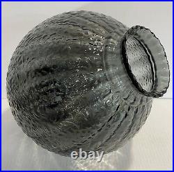 Mid Century Textured Smoke Glass Orb Swag Lamp Ceiling Light Ribbed Optic Atomic