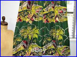 Mid Century Tropics PINK FLAMINGOS VTG Barkcloth Era Drape Curtain MCM Retro