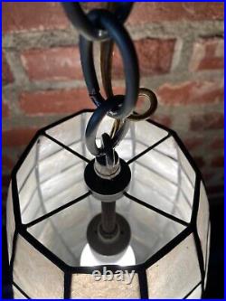 Mid Century Vintage Capiz Shell Cigar Hanging Pendant Lamp Works