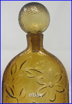 Mid Century Vintage Italian Stelvia Empoli Amber Glass Bird Decanter with Stopper