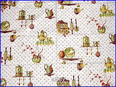Mid Century Vintage Retro 1960's Cotton Blend Kitchen Fabric Early American
