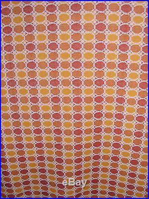 Mid Century Vintage Retro 1960's Polyester Knit Fabric Circle Pattern Dot Orange