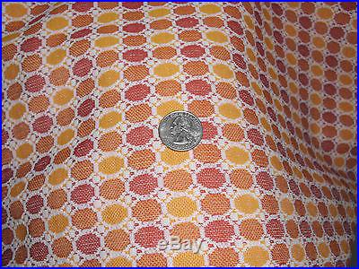 Mid Century Vintage Retro 1960's Polyester Knit Fabric Circle Pattern Dot Orange