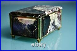 Mid Century Vintage Semi Precious Stone Casket Box