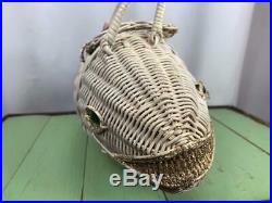 Mid Century Wicker Fish Handbag Labeled batty bags by b. B Rare Vintage Retro