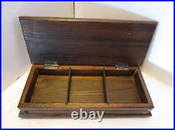 Mid Century Witco wood chest box Leather top embossed tacks 13W hinged Spain