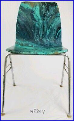Mid-Century hand painted molded plywood chair retro Bohemian vintage