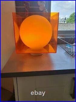 Mid-Century orange Perspex Cube Light Lamp Desk Table Vintage Retro atomic