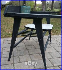Mid-Century telephone table gossip bench boho retro black aqua vintage atomic
