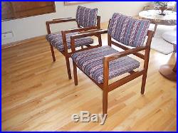 Mid century Gunlocke furniture arm chairs solid walnut Vintage retro 1960's era