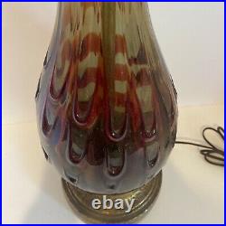 Mid century Modern Murano Glass Red Table Lamp Large