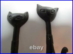 Mid-century Modern Sexton Siamese Long Neck Black Cats Metal Wall Handing 13 & 1