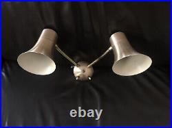 Mid century double gooseneck gold wall lamp vintage retro